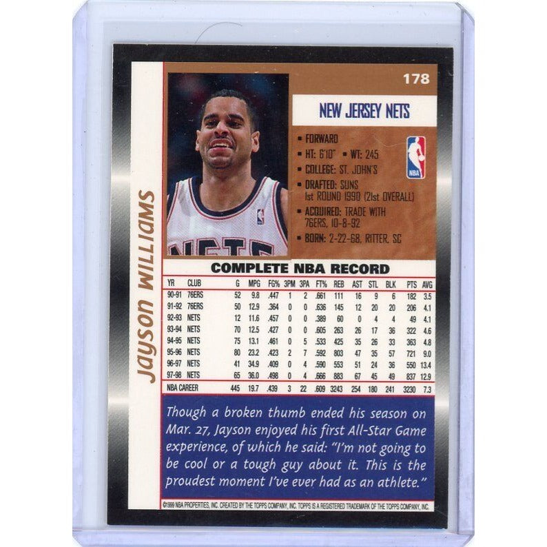 1998-99 New Jersey Nets Jayson Williams Topps #178