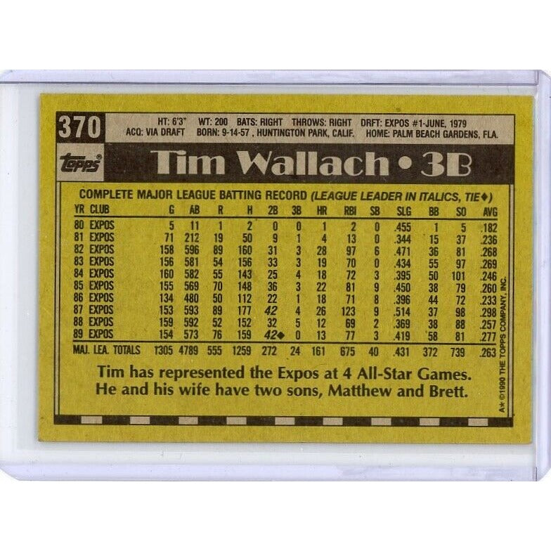 1990 Montreal Expos Tim Wallach Topps #370