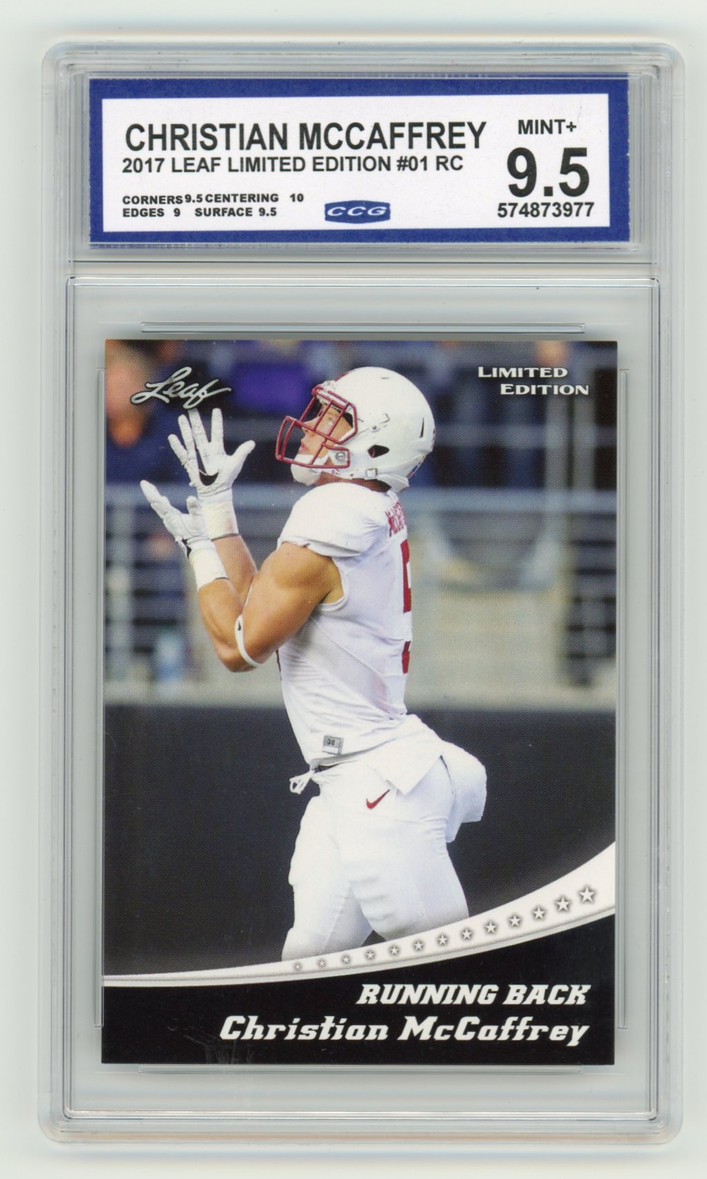 2017 Christian McCaffrey Leaf Limited Edition RC #01