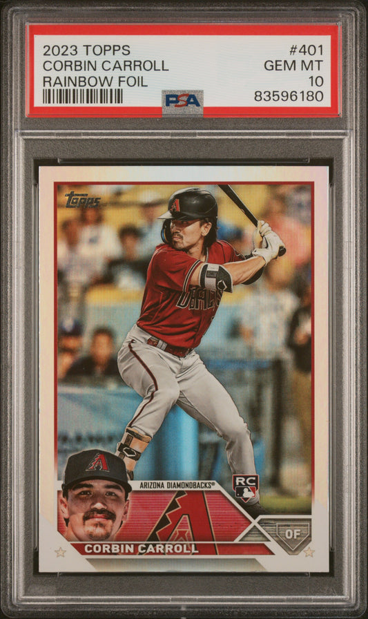 2023 Corbin Caroll Topps #401 Rainbow Foil PSA 10