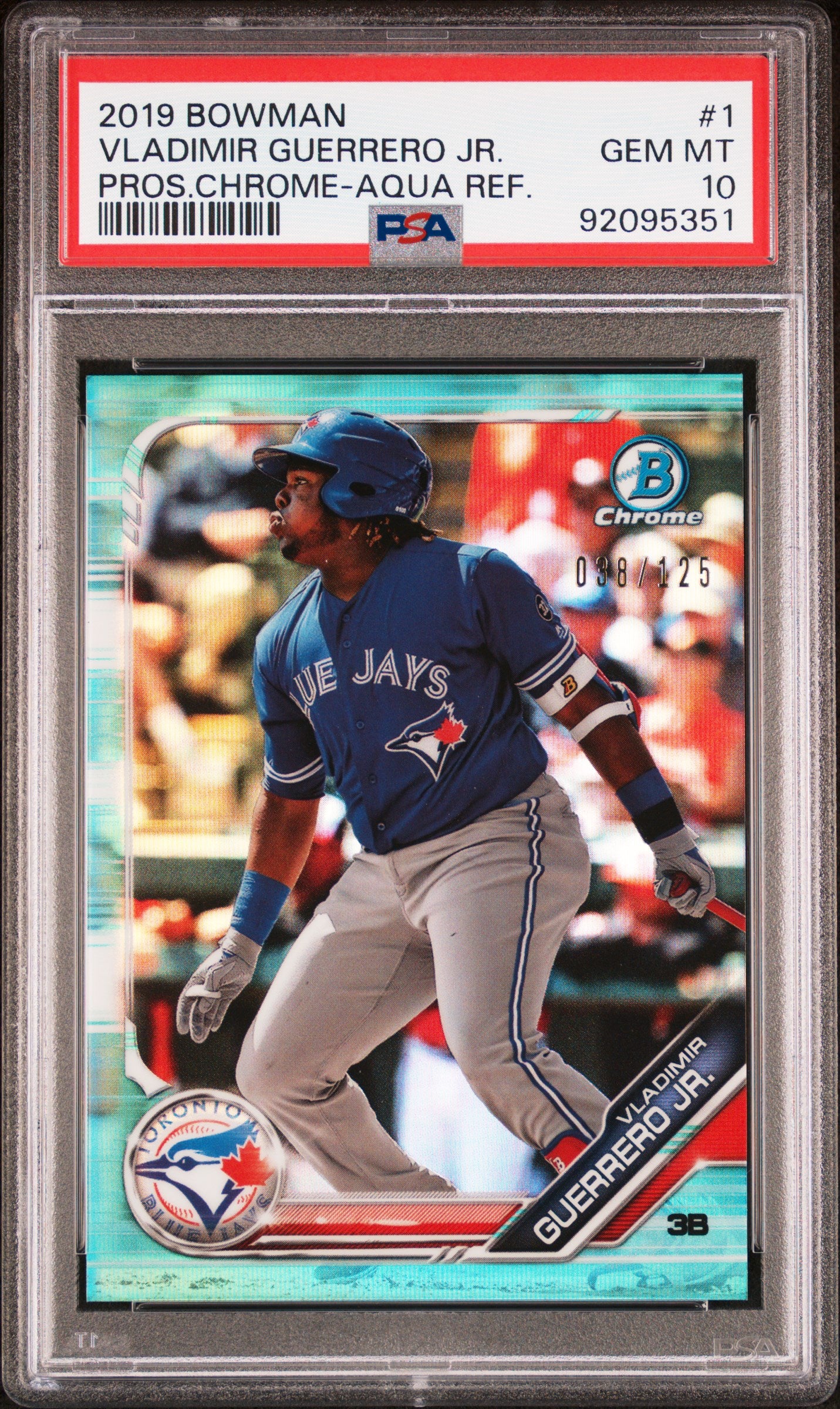 2019 Vladimir Guerrero Jr. Bowman Prospects Chrome #1 Aqua Ref. PSA 10