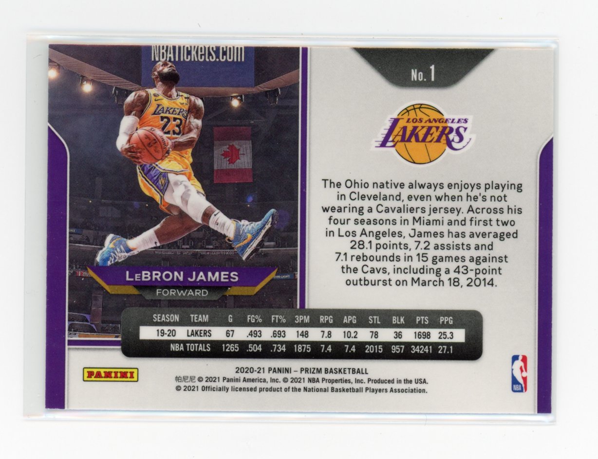 2020-21 Lebron James Panini Prizm #1 Kobe Tribute