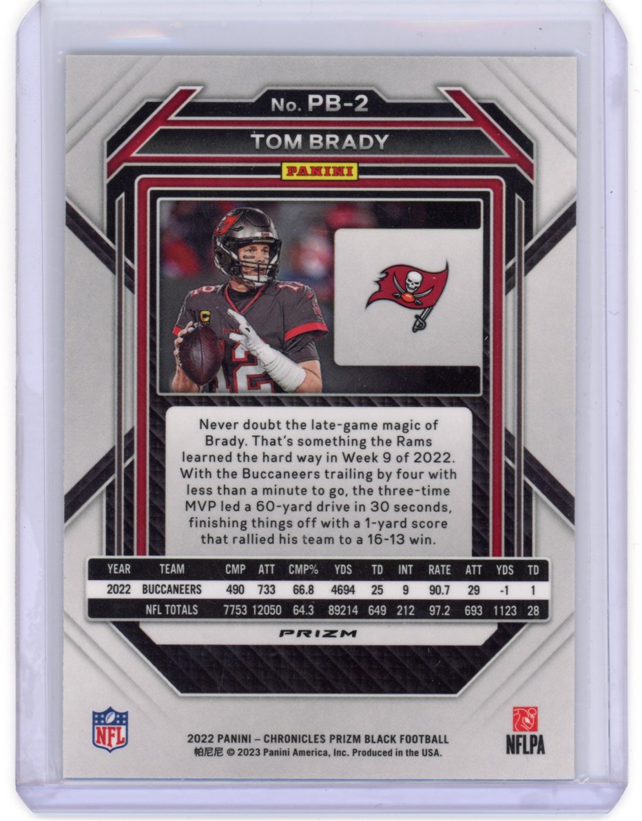 2022 Tom Brady Panini Chronicles #PB-2 Prizm Black