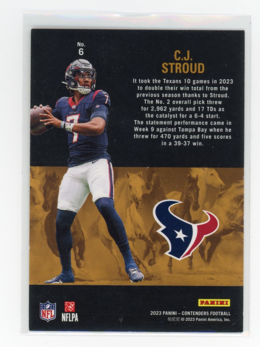 2023 CJ Stroud Panini Contenders "Rookie Stallion" #6