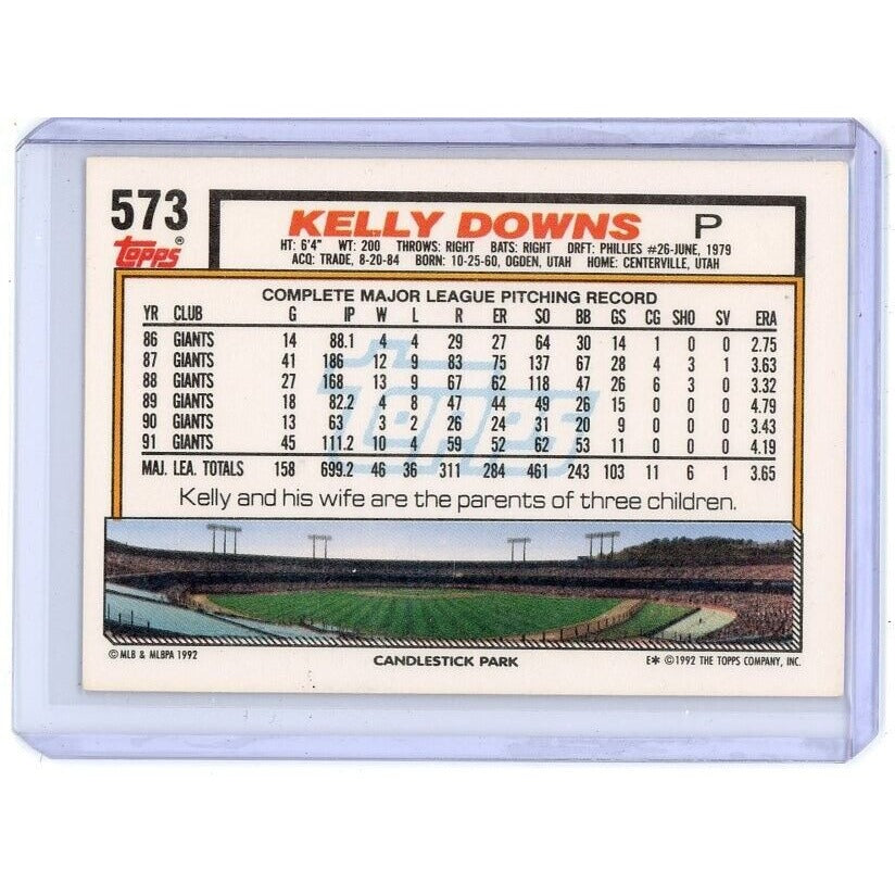 1992 San Francisco Giants Kelly Downs Topps #573