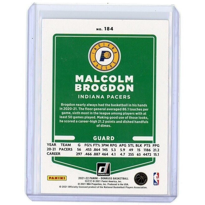 2021-22 Indiana Pacers Malcolm Brogdon Donruss #184