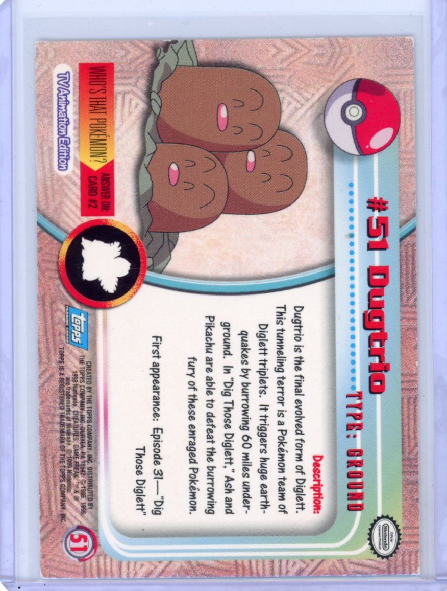 Dugtrio (LP) 2000 Topps Chrome Pokemon #51