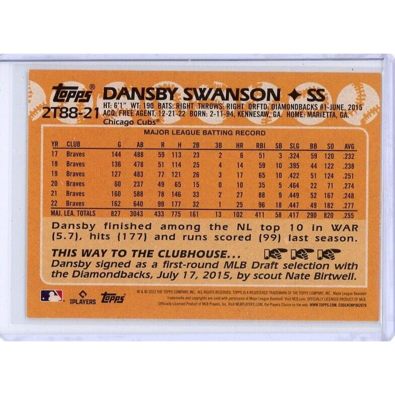 2023 Chicago Cubs Dansby Swanson  1988 Topps Baseball 35th Anniversary #2T88-21