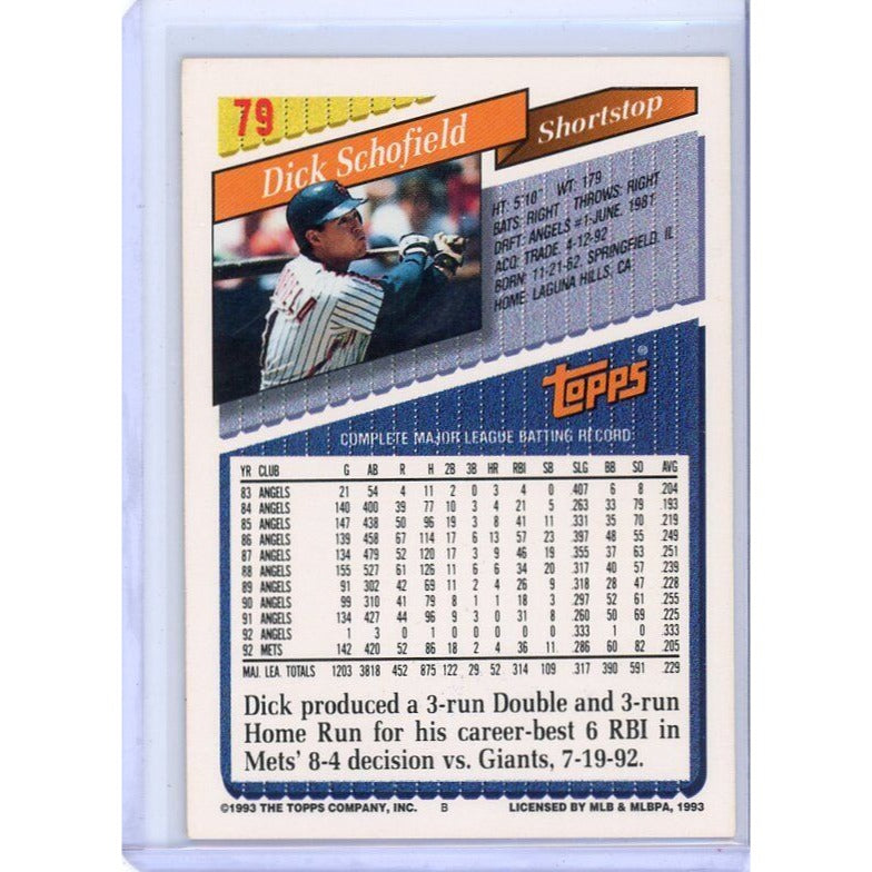 1993 New York Mets Dick Schofield Topps #79