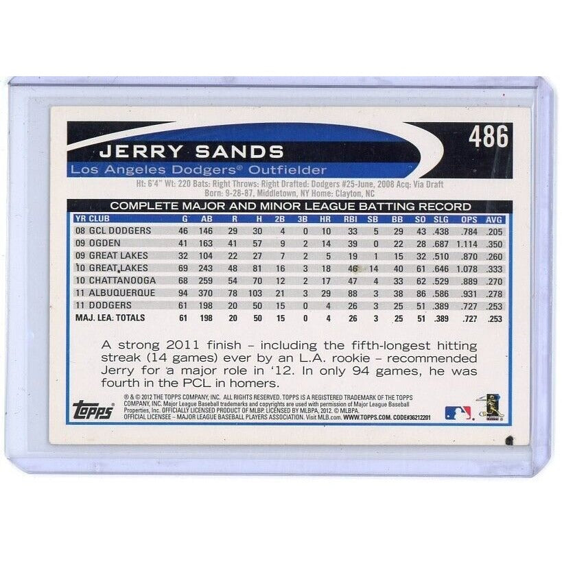 2012 Los Angeles Dodgers Jerry Sands Topps #486