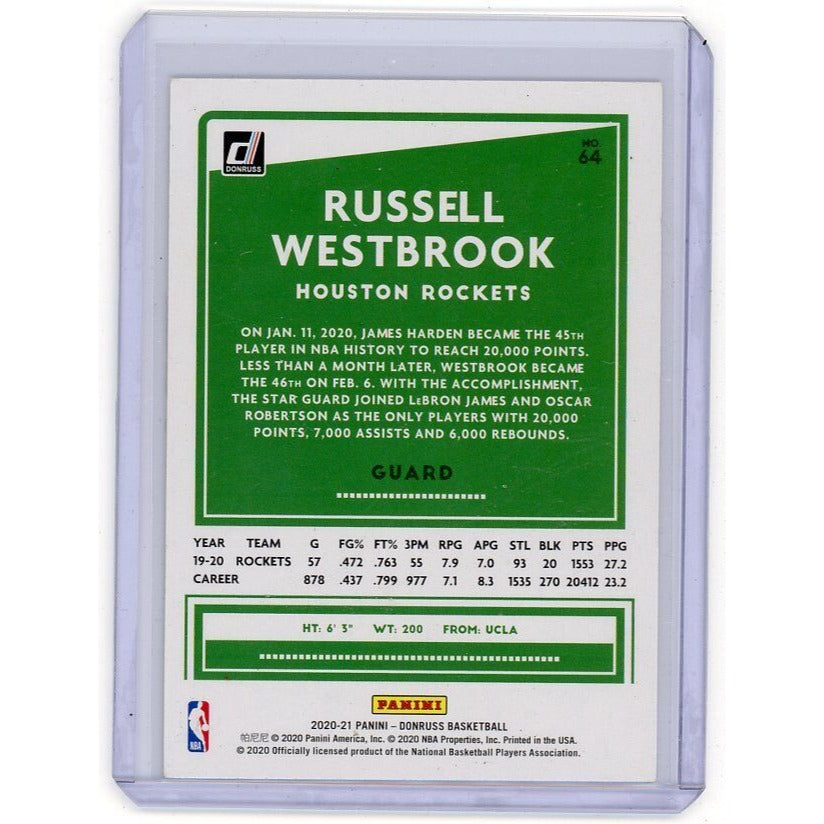 2020-21 Houston Rockets Russell Westrbook Donruss #64