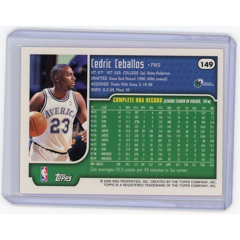 1999-00 Dallas Mavericks Cedric Ceballos Topps #149