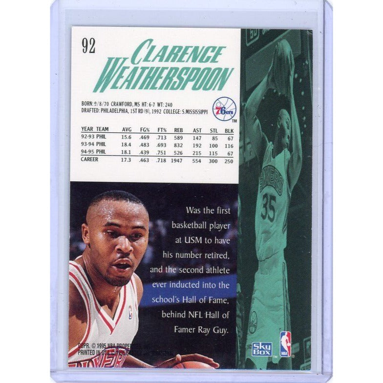 1995-96 Philadelphia 76ers Clarence Weatherspoon SkyBox Premium #92