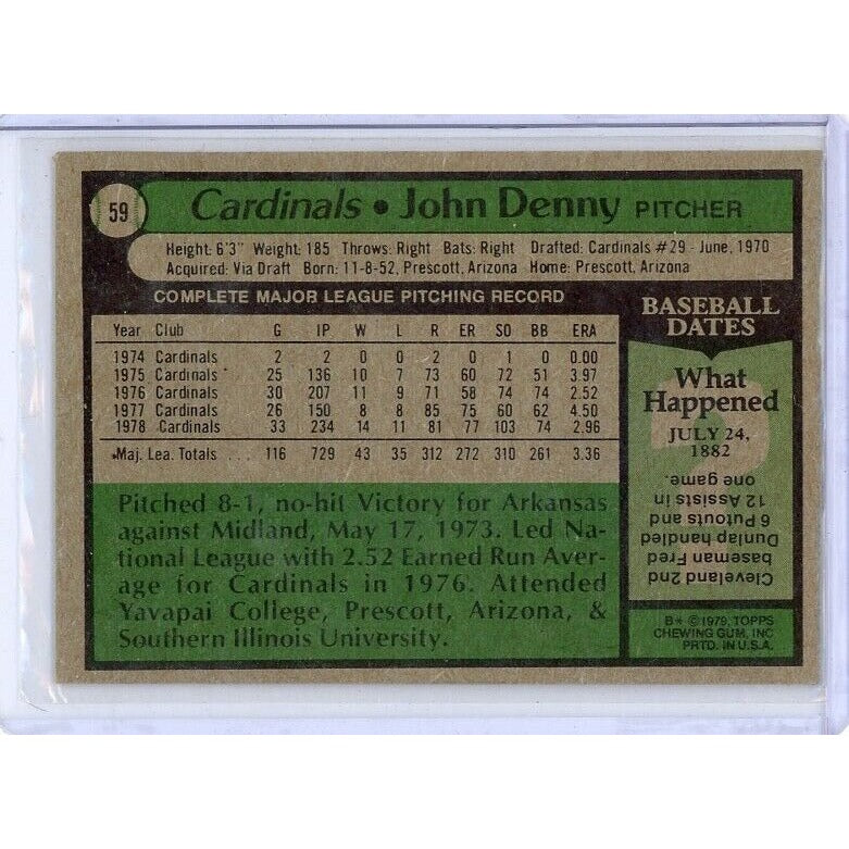 1979 St. Louis Cardinals John Denny Topps #59