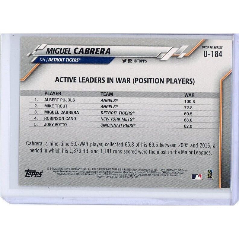 2020 Detroit Tigers Miguel Cabrera Topps Update #U-184