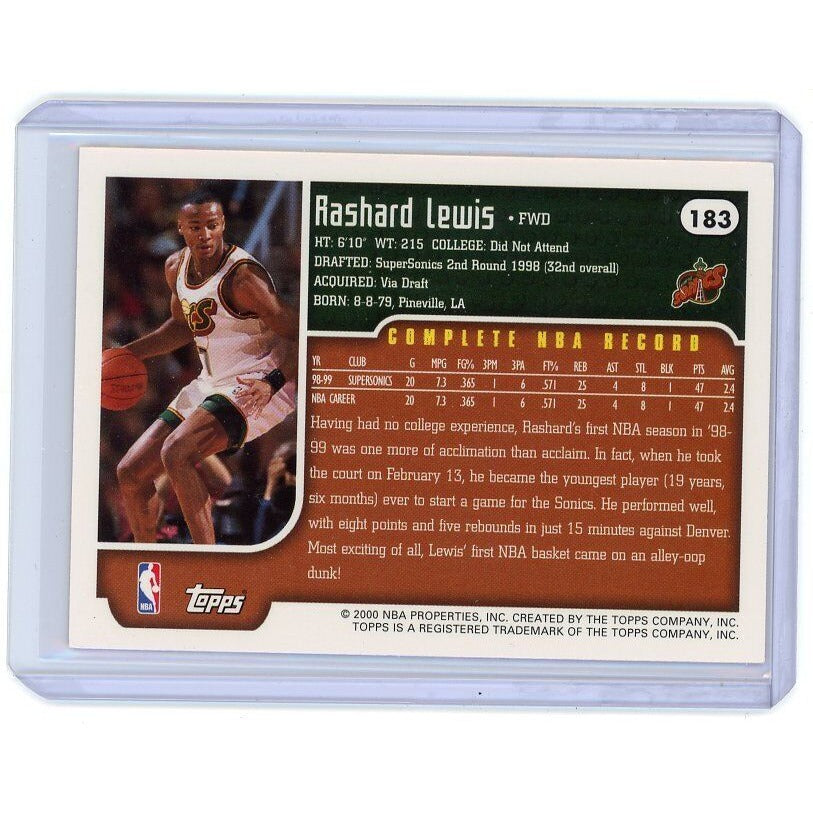 1999-00 Seattle SuperSonics  Rashard Lewis Topps #183