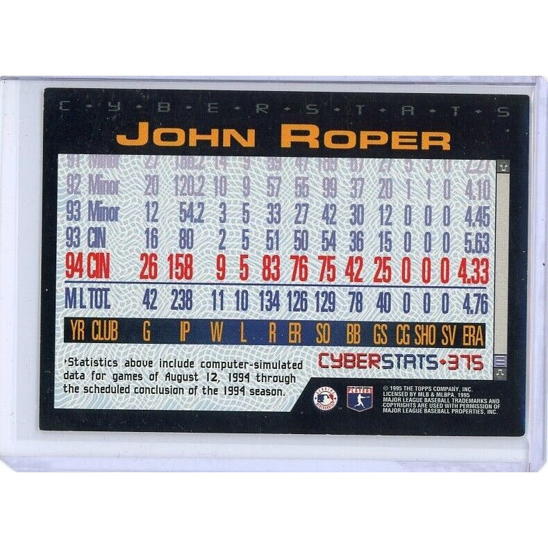 1995 Cincinnati Reds John Roper Topps CyberStats (Spectralight) #375