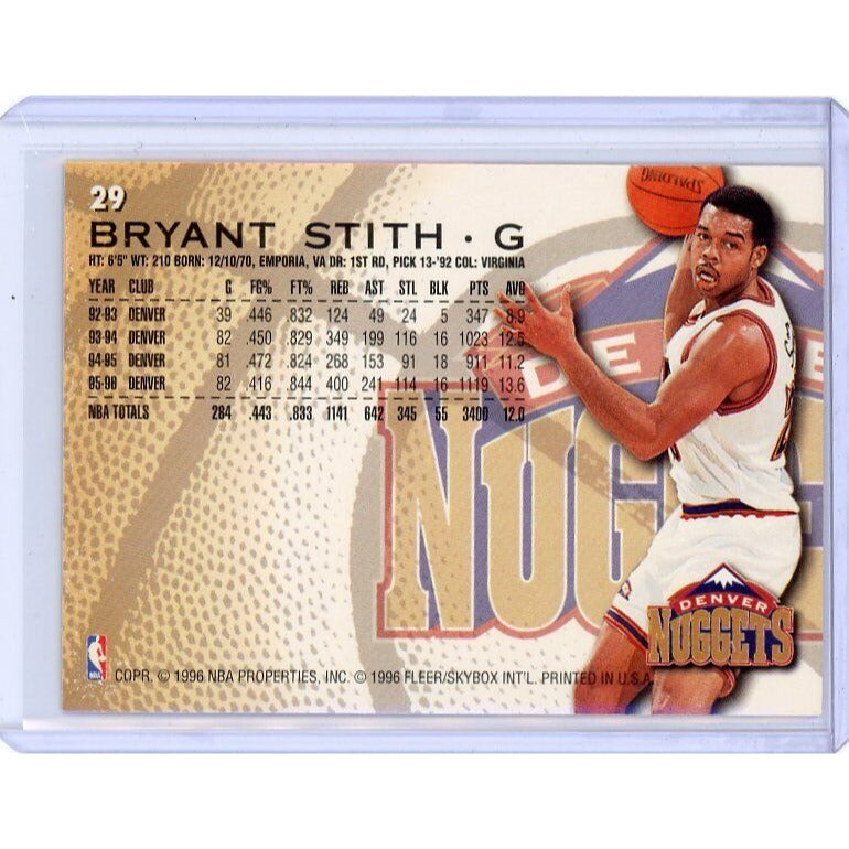 1996-97 Denver Nuggets Bryant Stith Fleer European #29