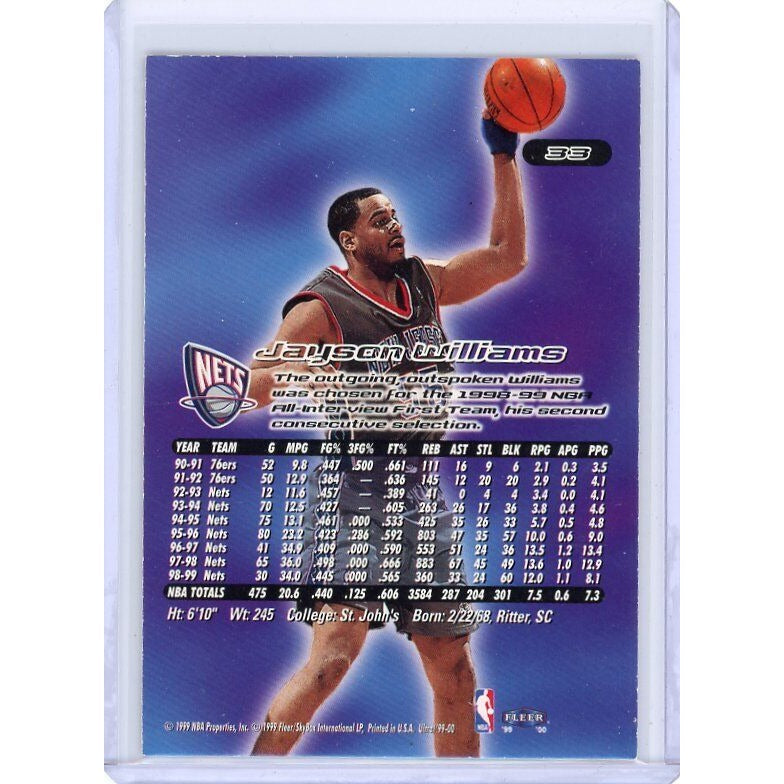 1999-00 New Jersey Nets Jayson Williams Ultra #33