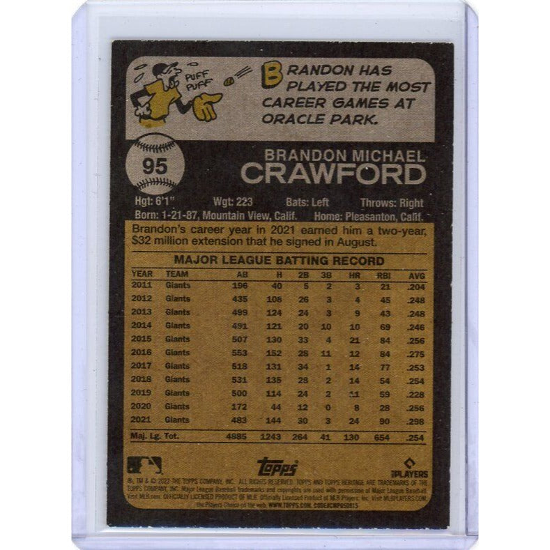 2022 San Francisco Giants Brandon Crawford Topps Heritage #95