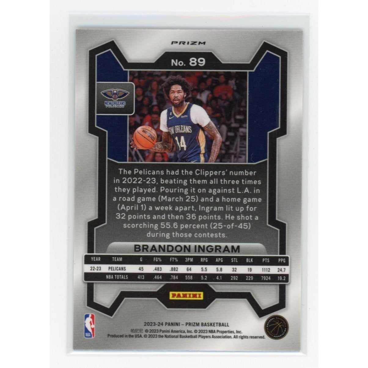 2023-24 Brandon Ingram Panini Prizm #89