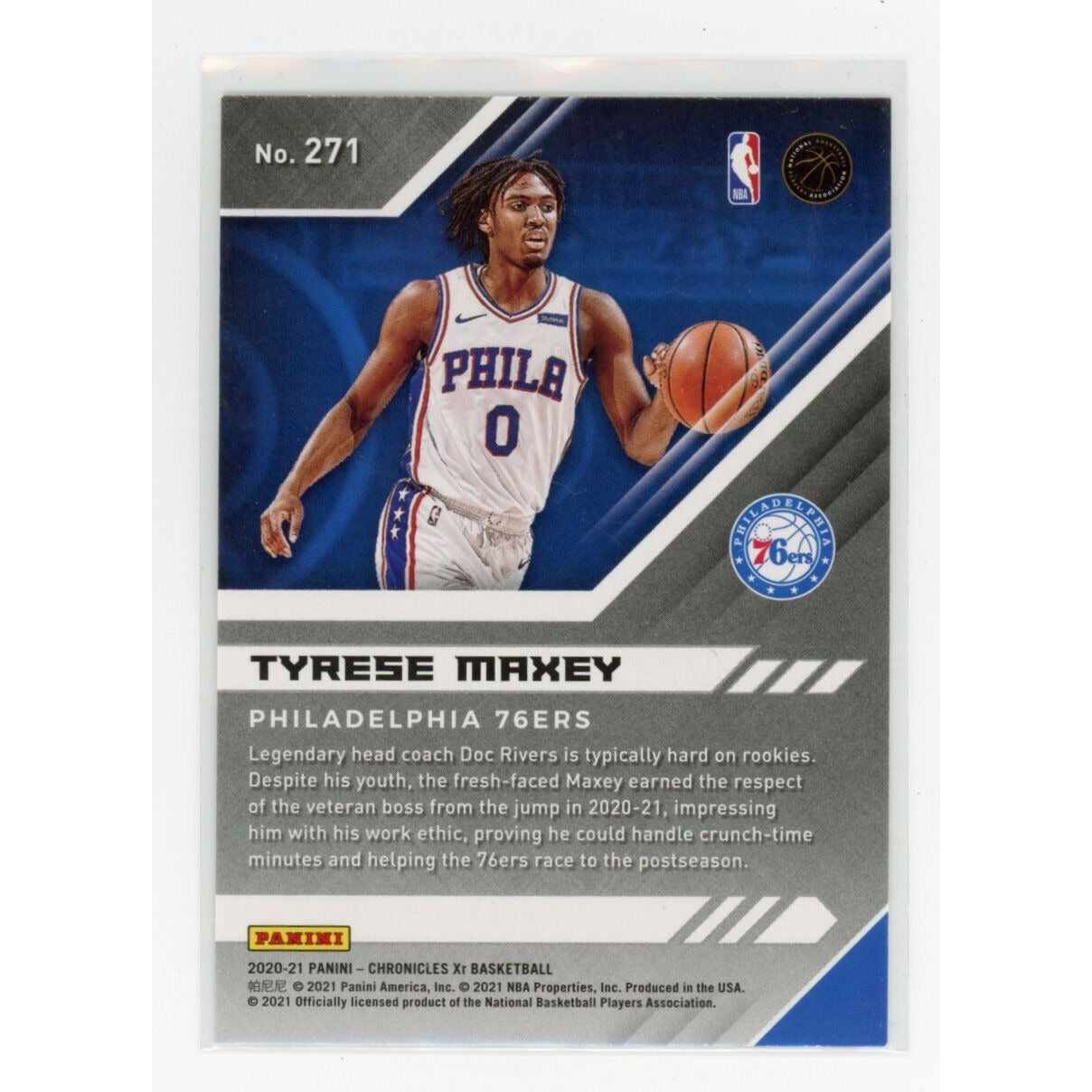 2020-21 Tyrese Maxey Panini Chronicles #271 Bronze