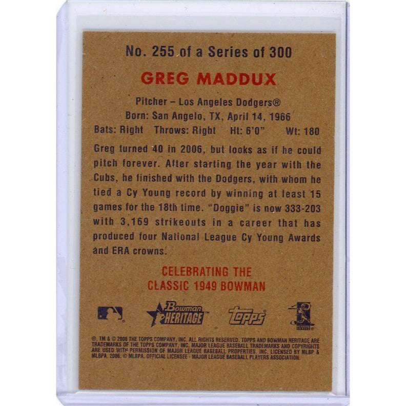 2006 Chicago Cubs Greg Maddux Bowman Heritage #255