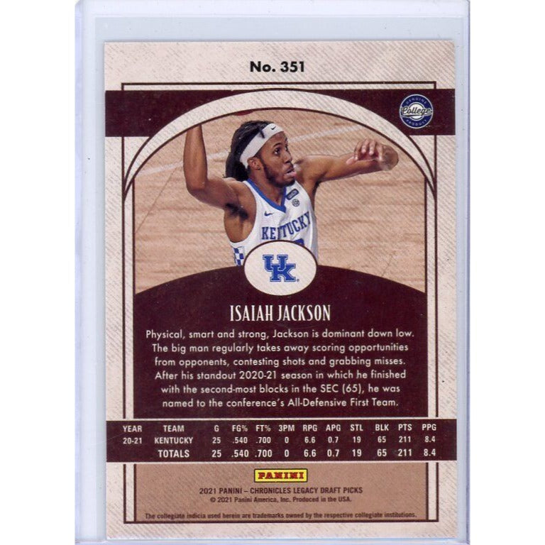 2021 University of Kentucky Isaiah Jackson Panini Chronicles Draft Picks #351