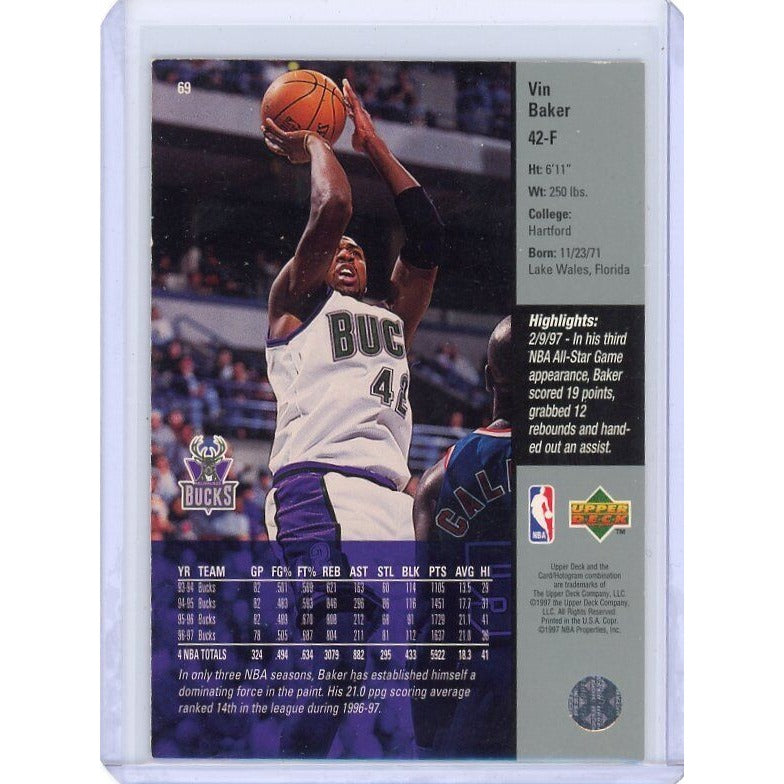 1997-98 Milwaukee Bucks Vin Baker Upper Deck Game Dated Memorable Moments #69