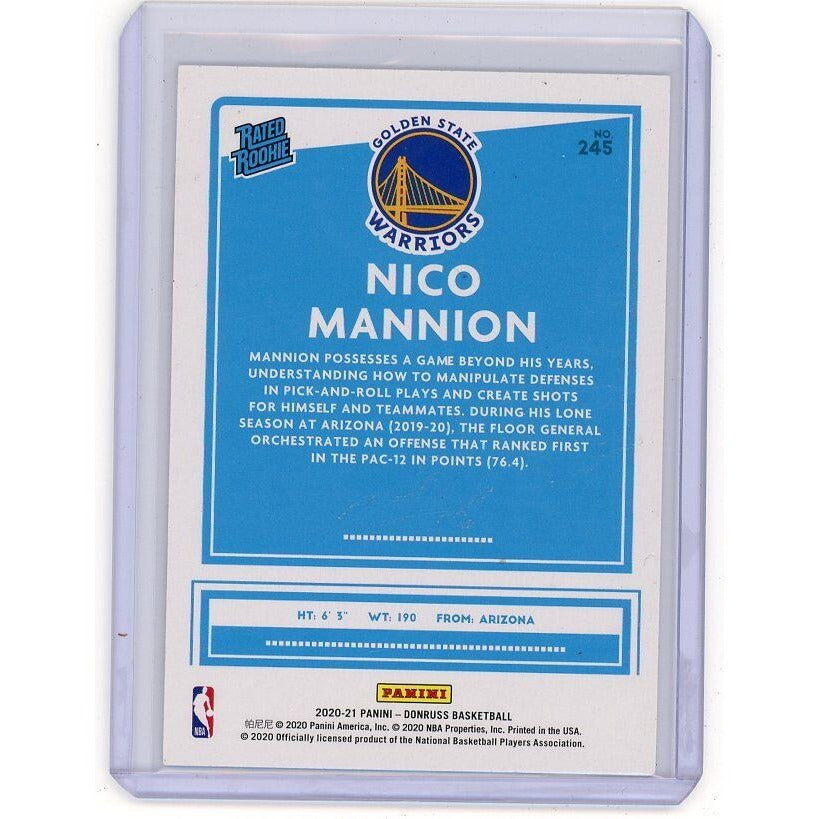 2020-21 Golden State Warriors Nico Mannion Donruss #245