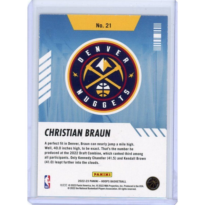 2022-23 Denver Nuggets Christian Braun NBA Hoops "Arriving Now" #21