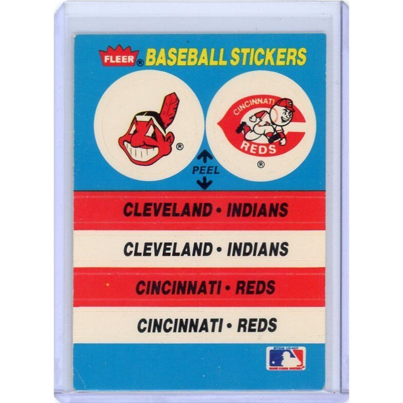 1987 Cleveland Indians / Cincinnati Reds Team Stickers Fleer