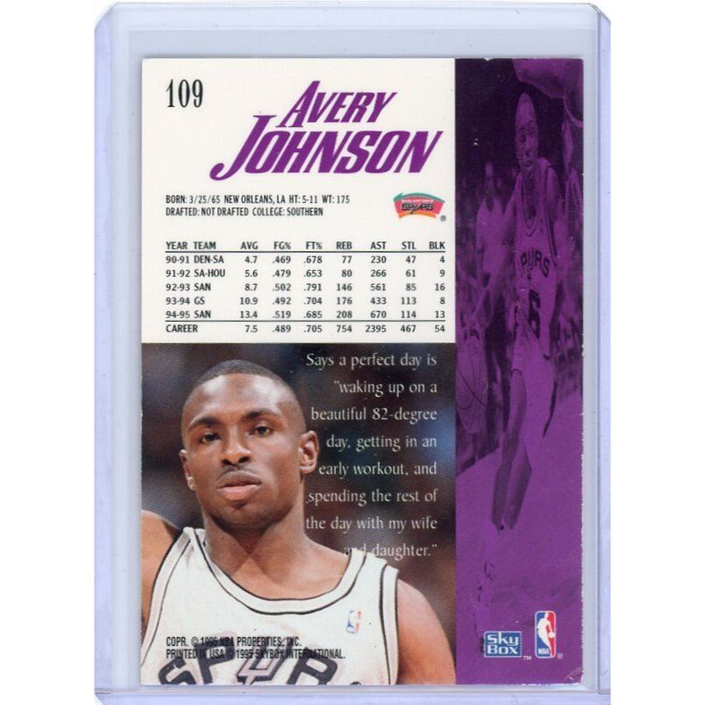 1995-96 San Antonio Spurs Avery Johnson SkyBox Premium #109