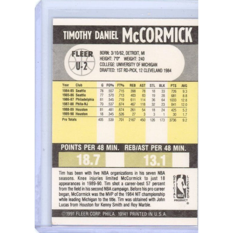 1990-91 Atlanta Hawks Tim McCormick Fleer Update #U-2