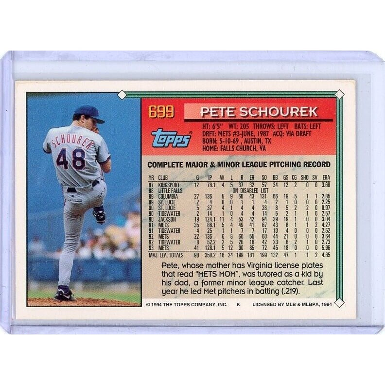 1994 New York Mets Pete Schourek Topps #699