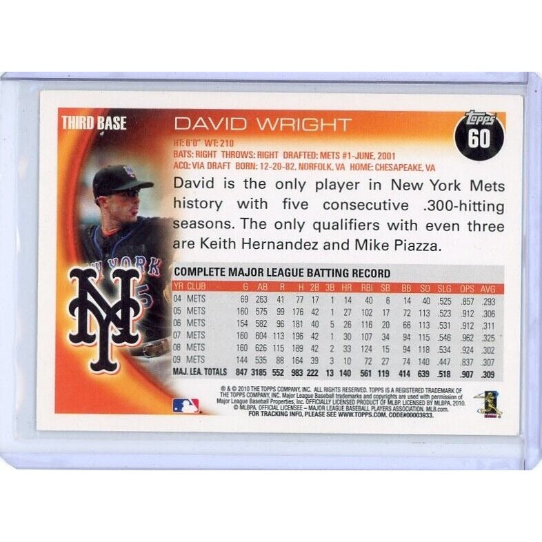 2010 New York Mets David Wright Topps #60