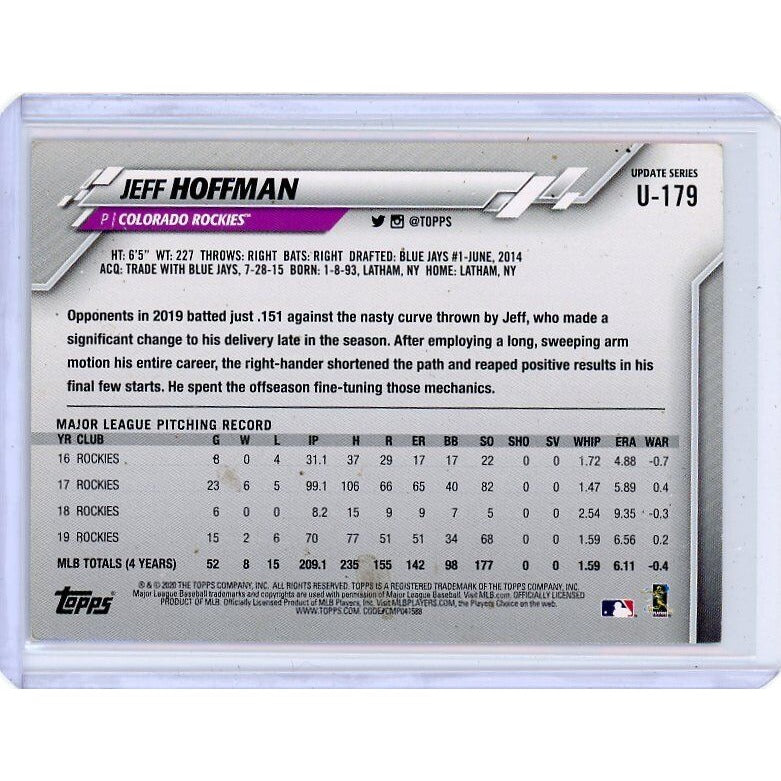 2020 Colorado Rockies Jeff Hoffman Topps Update #U-179