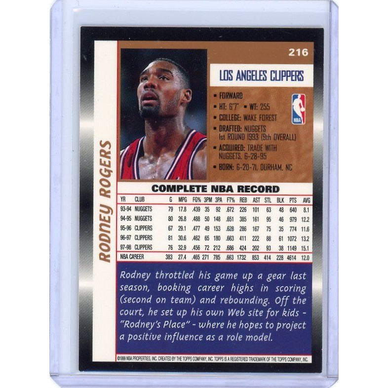 1998-99 Los Angeles Clippers Rodney Rogers Topps #216