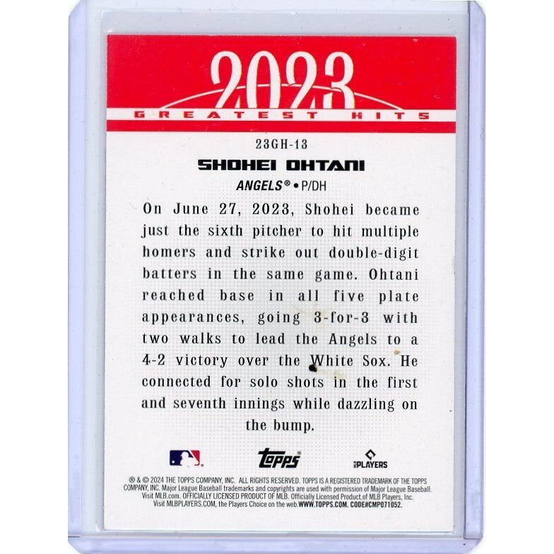 2024 Los Angeles Angels Shohei Ohtani Topps 2023 Greatest Hits #23GH-13