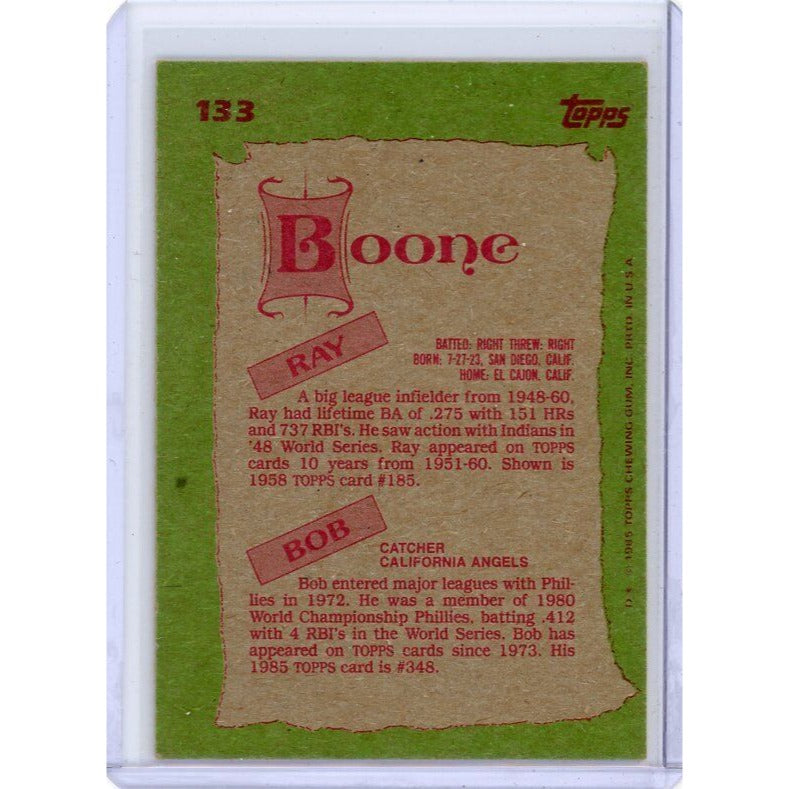 1985 Ray Boone / Bob Boone Topps #133