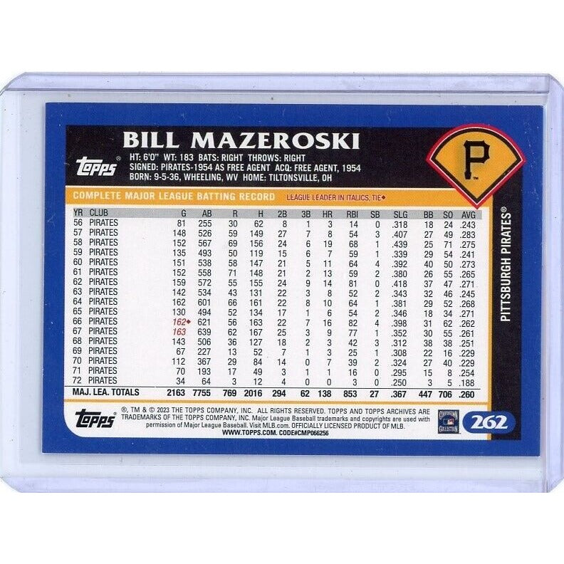 2023 Pittsburgh Pirates Bill Mazeroski Topps Archives #262