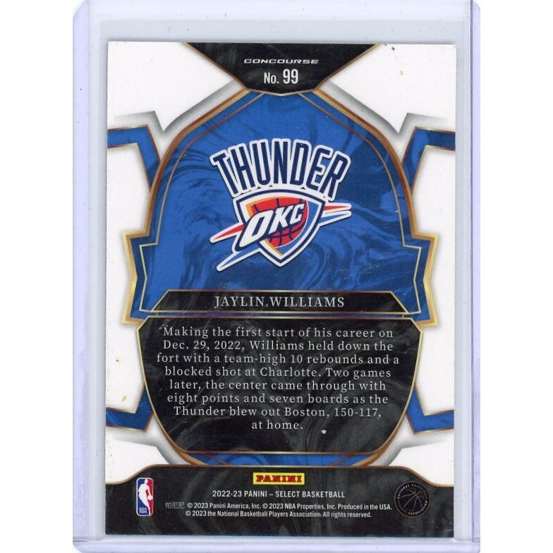 2022-23 Oklahoma City Thunder Jaylin Williams Panini Select #99 (Blue)