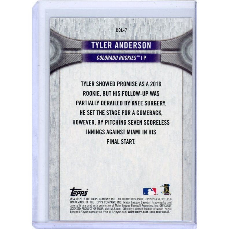 2018 Colorado Rockies Tyler Anderson Topps National Baseball Card Day #COL-7