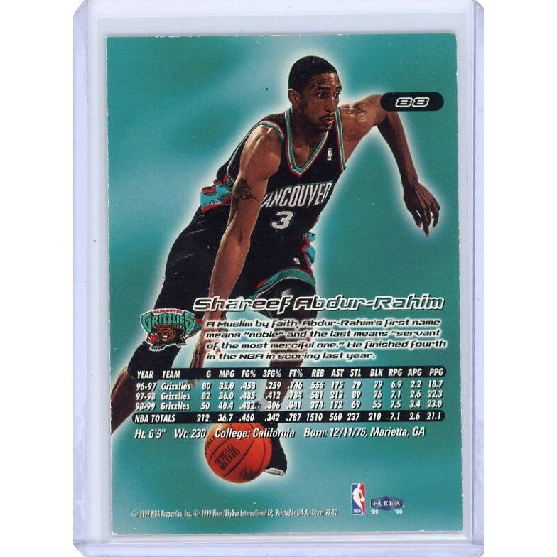 1999-00 Vancouver Grizzlies Shareef Abdur Rahim Fleer Ultra #88