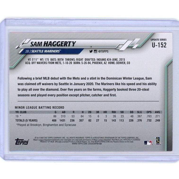 2020 Seattle Mariners Sam Haggerty Topps Update #U-152