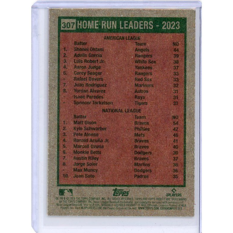 2024 (Shohei Ohtani / Matt Olson) Topps Heritage 2023 Homerun Leaders #307