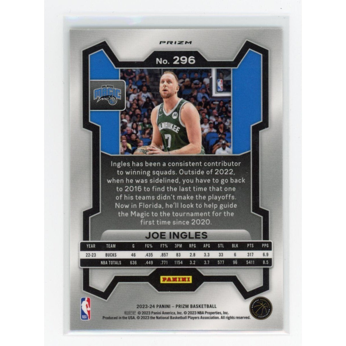 2023-24 Joe Ingles Panini Prizm #296 Prizms Green