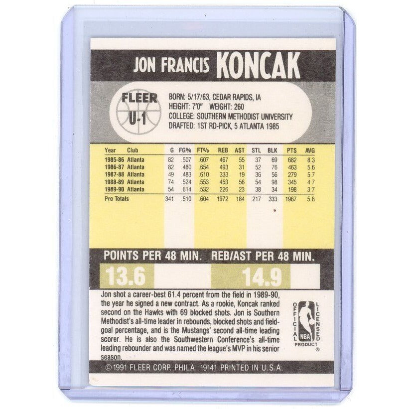 1990-91 Atlanta Hawks Jon Koncak Fleer Update #U-1