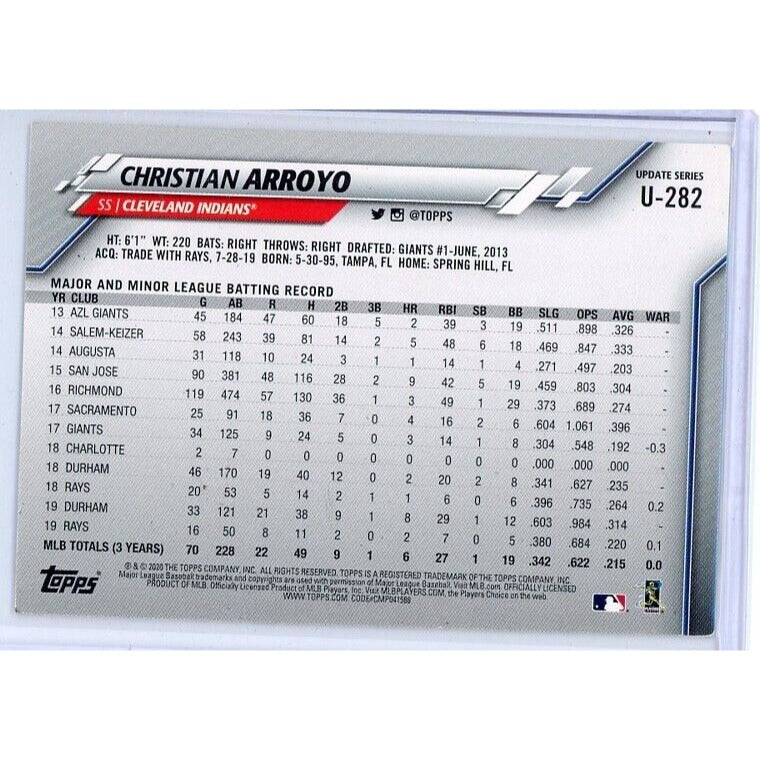 2020 Cleveland Indians Christian Arroyo Topps Update #U-282