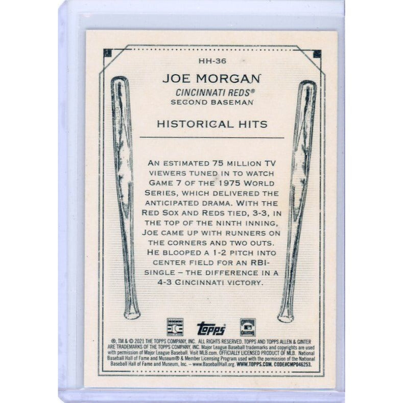 2021 Cincinnati Reds Joe Morgan Topps Allen & Ginter Historical Hits #HH-36